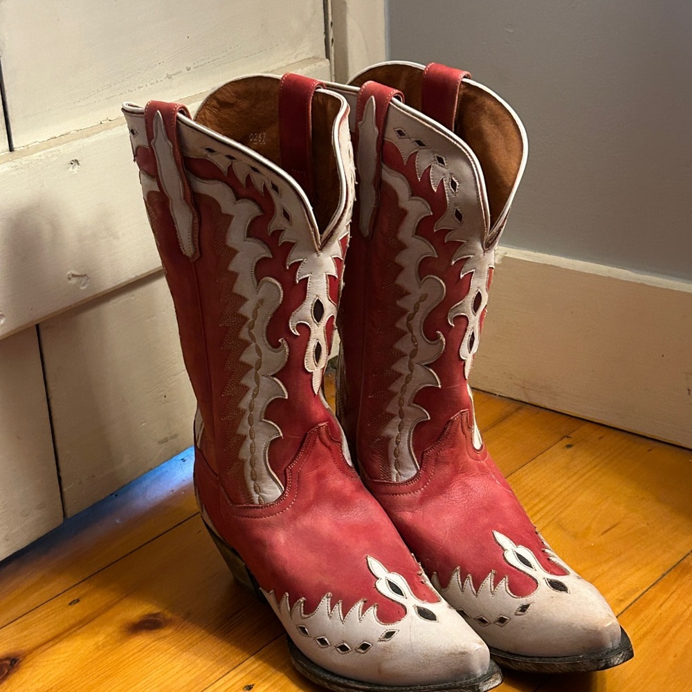 Dan Post Red and White Cowgirl boots